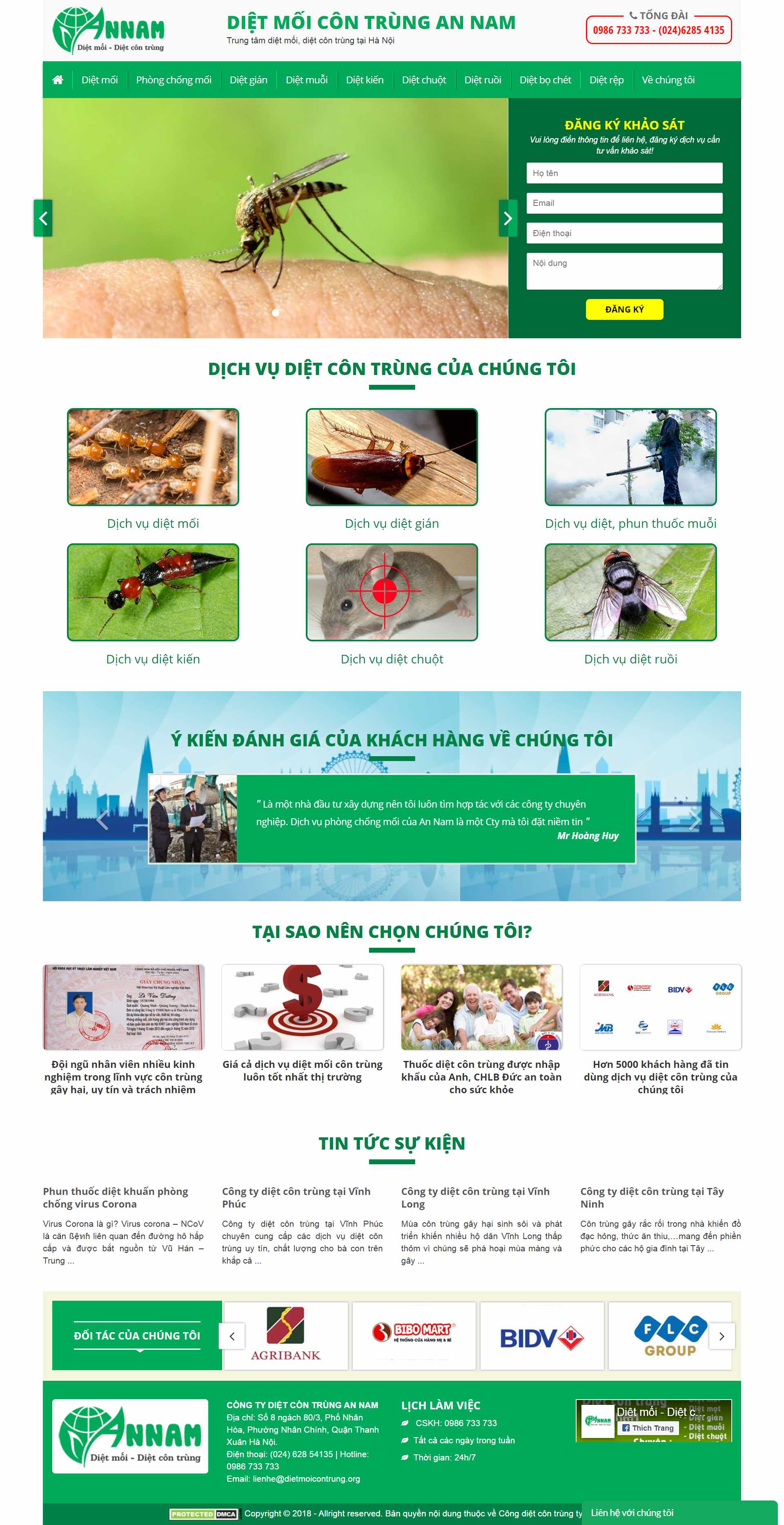 Thiết kế Website web công ty diệt muỗi - dietmoicontrungorg